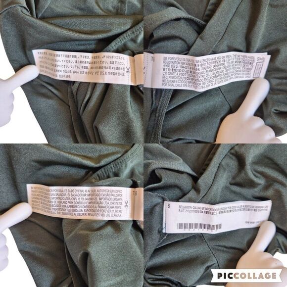 Forever 21 dark green deep plunge caged neckline thin semi sheer bodysuit sz M - Picture 11 of 11